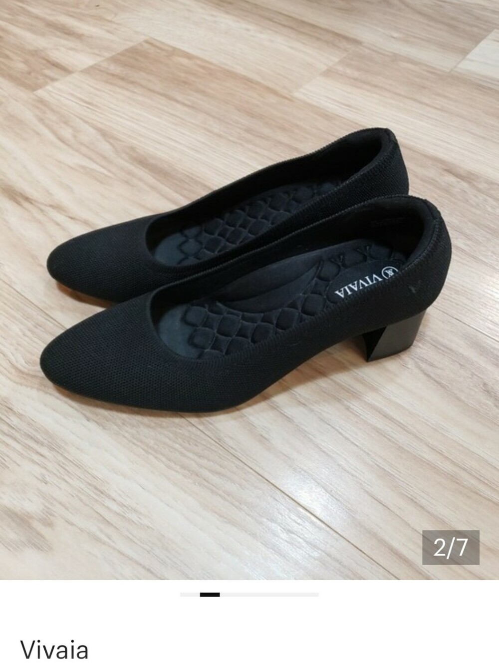 Vivaia Black Knit Pointed Toe Like New Pumps 2in Block Heel 40 Or 9